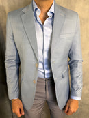 BLAZER SLIM POLIVISCOSE LAP LARGA FATIOTA AZUL CLARO