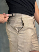 BERMUDA ALF. TEXTURA AJUSTE FIVELA PONTO H BEGE